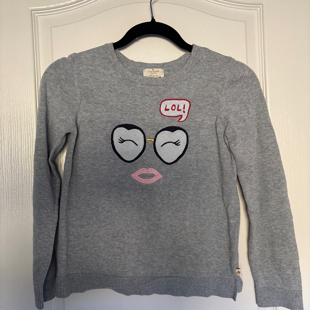 Kate Spade Gray Sweater with Red Graphic